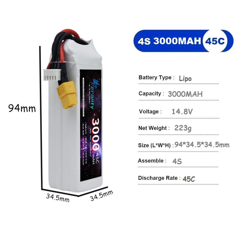 4S LiPo Battery 14.8V 1500mah  - Drone Rc Race review and price