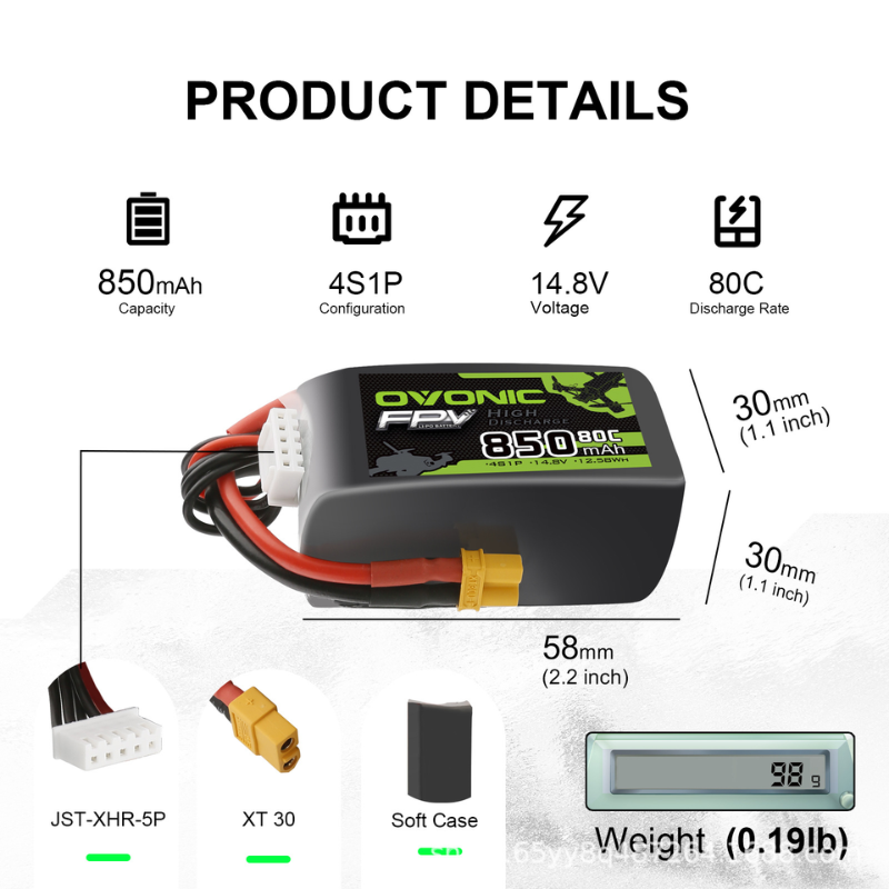 OVONIC 4S 14.8V 850mAh 80C LiP - Drone Zll Rc review and price