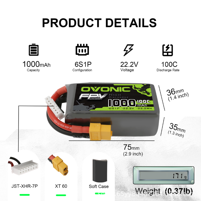 2Pcs OVONIC 1000mAh 100C 22.2V - Drone Zll Rc review and price