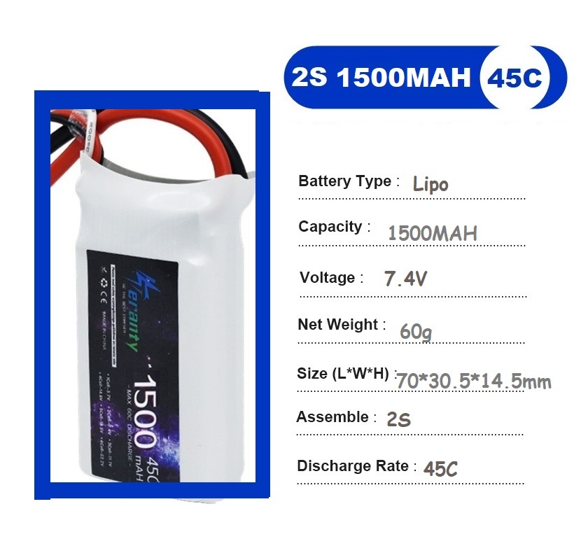 2PCS 7.4V Lipo 2S Battery 1500 - Drone Rc Race review and price