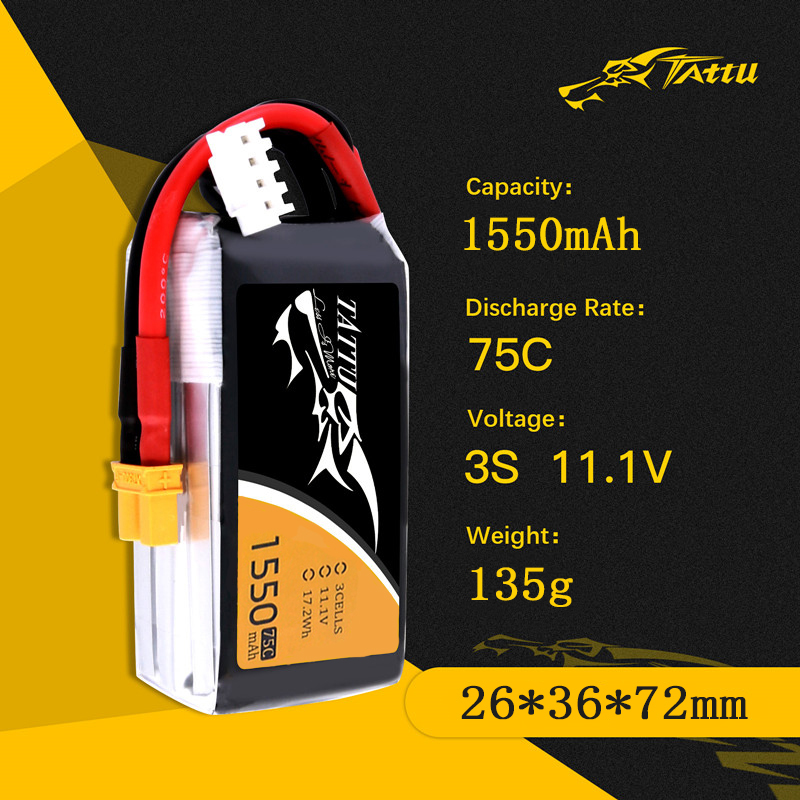 TATTU 3S 11.1V 1550mAh 75C LiP - Drone Zll Rc review and price